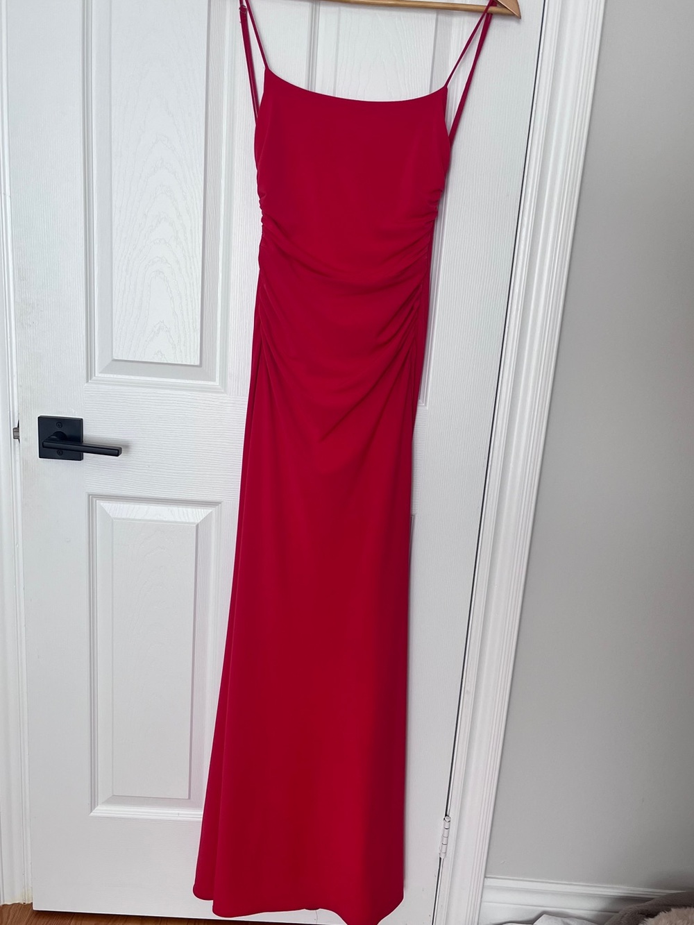 Zara Cherry Red Ruched Maxi Dress